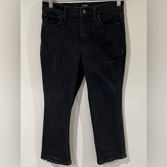 Women’s J. Crew 28 Mid-Rose Flare Crop Washed Black Denim Jeans Pants EUC - Picture 1 of 9